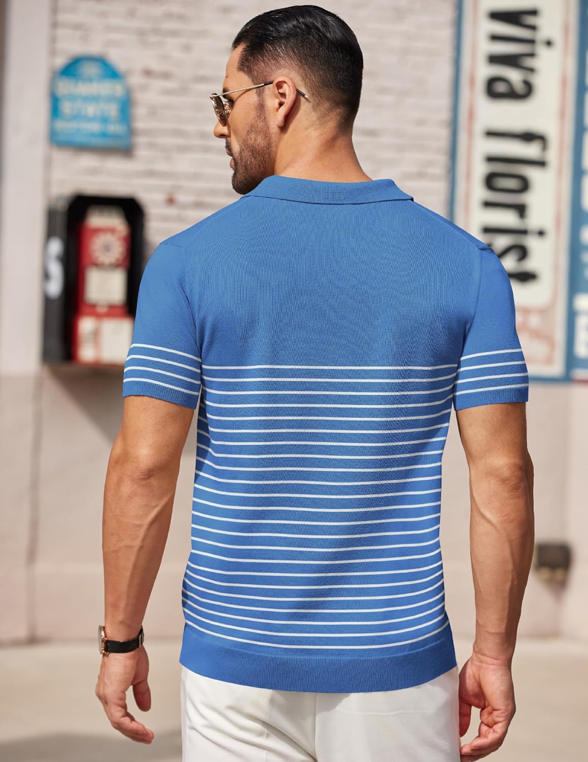 Camisa polo ligera a rayas para hombre - Camiseta de golf informal manga corta con cuello - Imagen 120 de 164