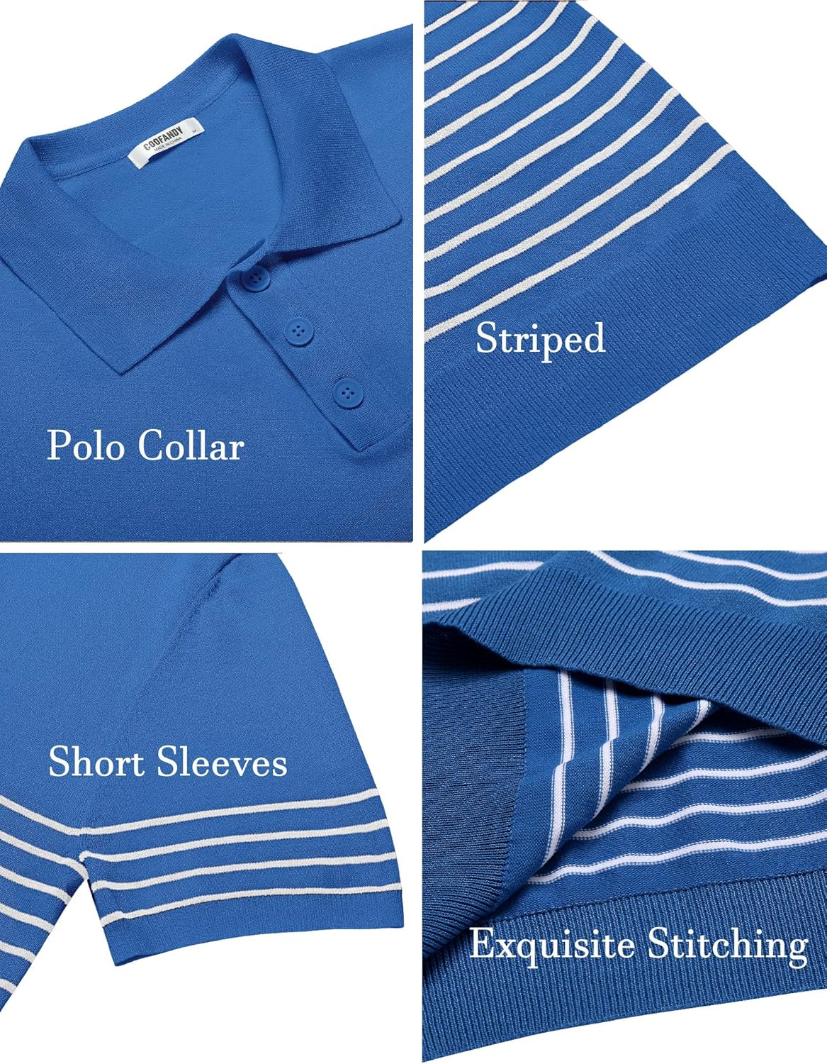 Camisa polo ligera a rayas para hombre - Camiseta de golf informal manga corta con cuello - Imagen 123 de 164