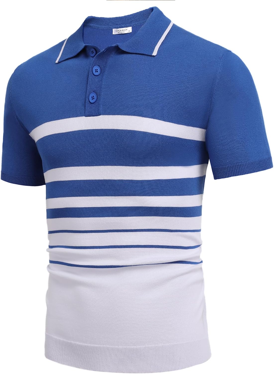 Camisa polo ligera a rayas para hombre - Camiseta de golf informal manga corta con cuello - Imagen 126 de 164