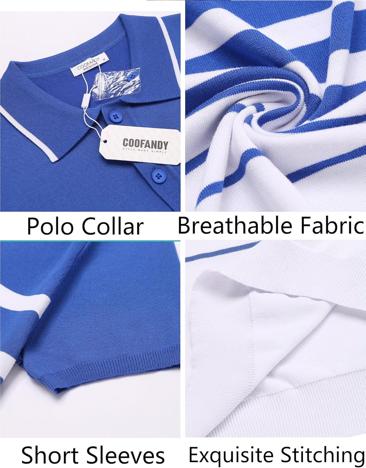 Camisa polo ligera a rayas para hombre - Camiseta de golf informal manga corta con cuello - Imagen 128 de 164
