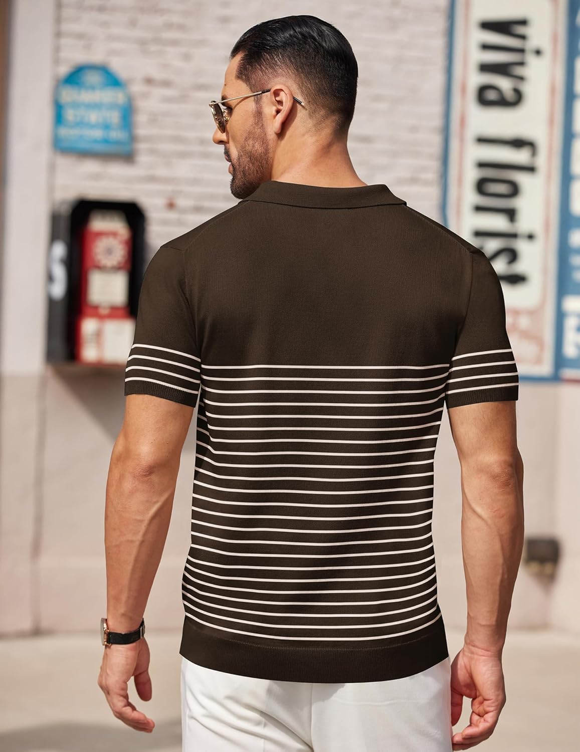Camisa polo ligera a rayas para hombre - Camiseta de golf informal manga corta con cuello - Imagen 132 de 164