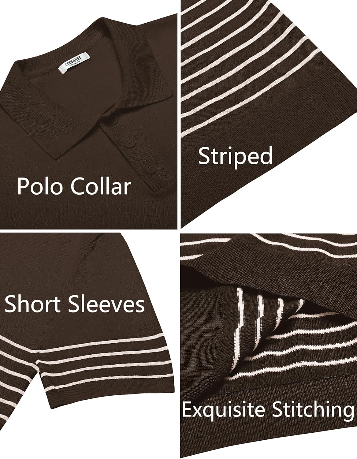 Camisa polo ligera a rayas para hombre - Camiseta de golf informal manga corta con cuello - Imagen 135 de 164