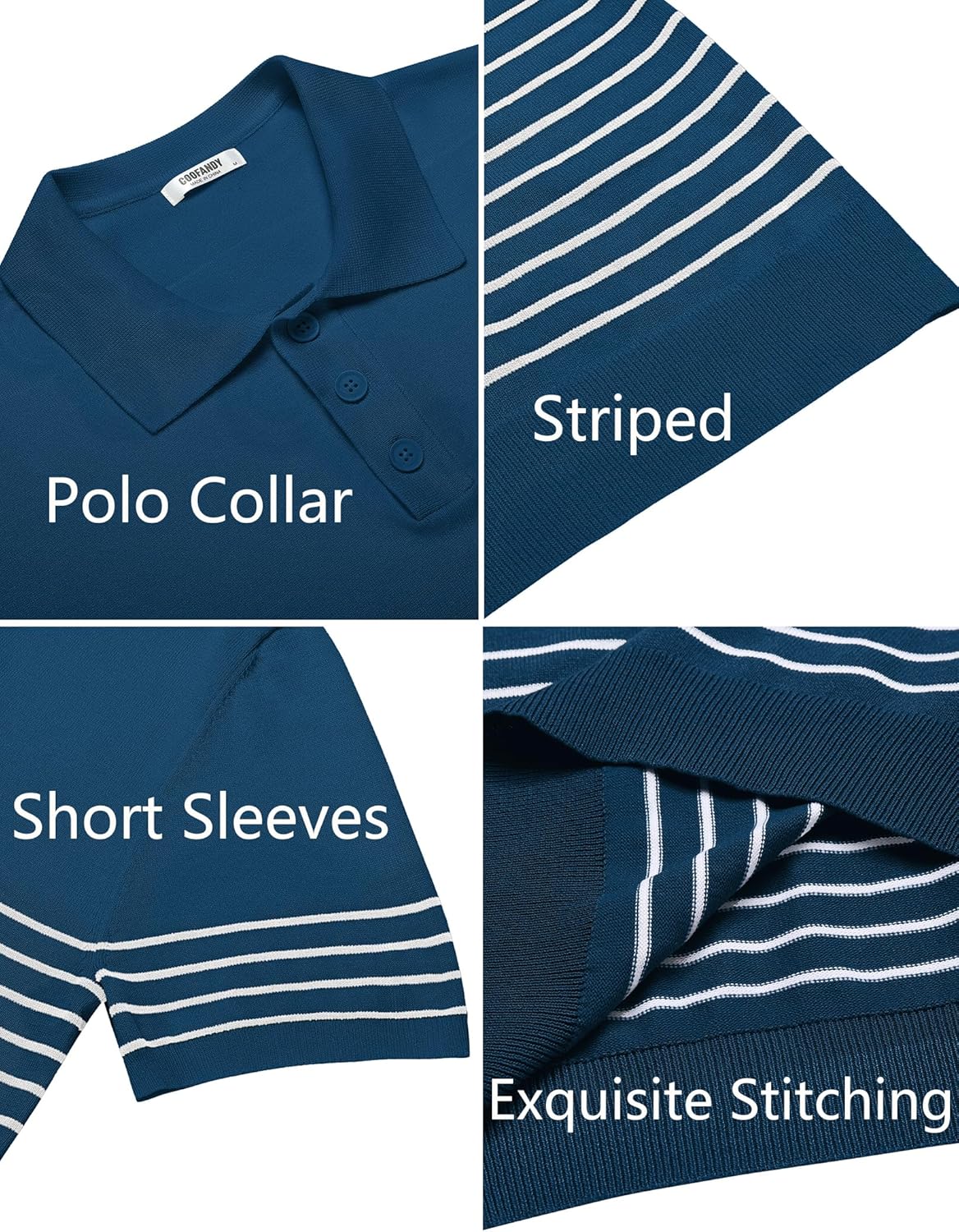 Camisa polo ligera a rayas para hombre - Camiseta de golf informal manga corta con cuello - Imagen 142 de 164