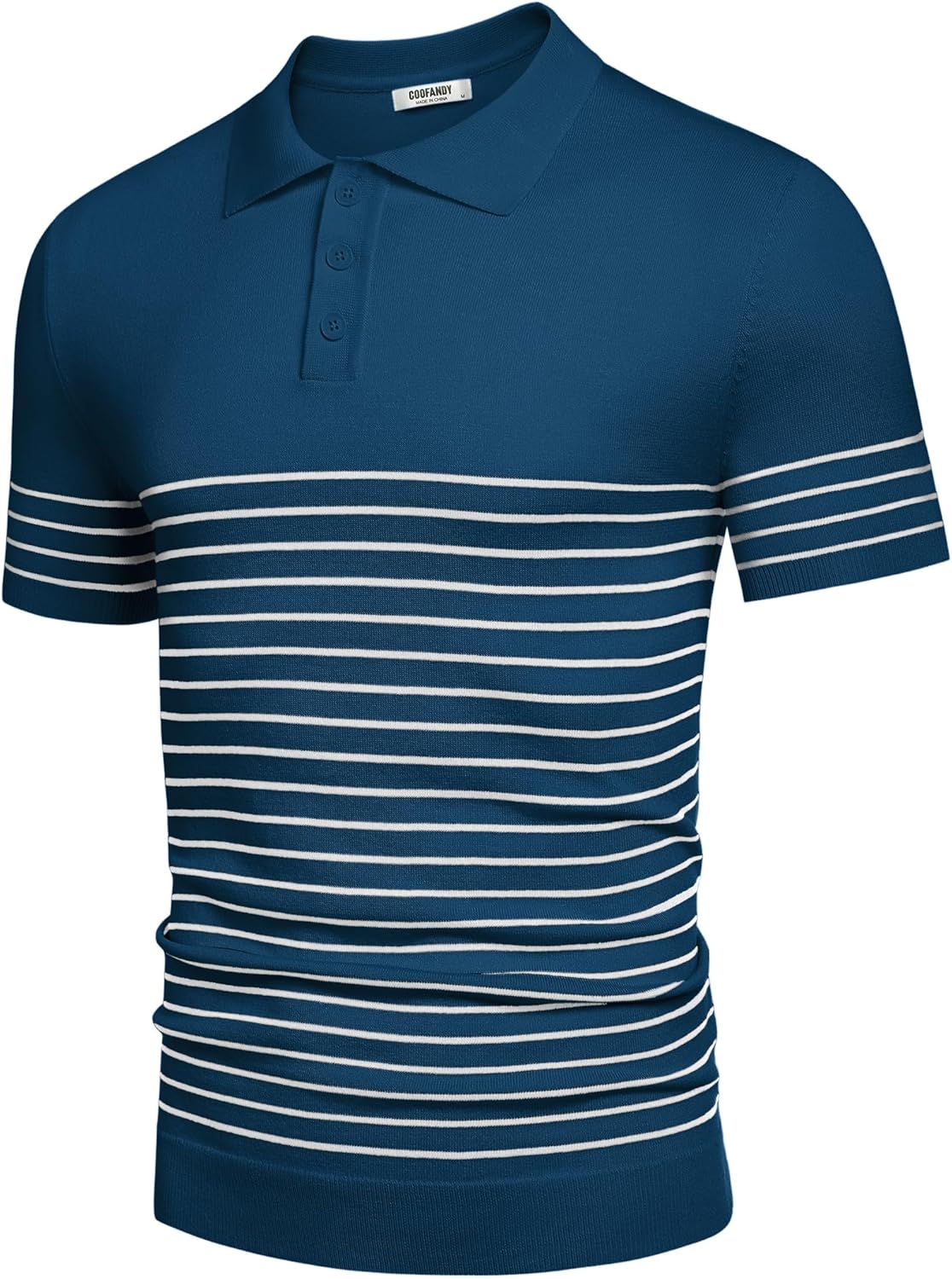 Camisa polo ligera a rayas para hombre - Camiseta de golf informal manga corta con cuello - Imagen 143 de 164