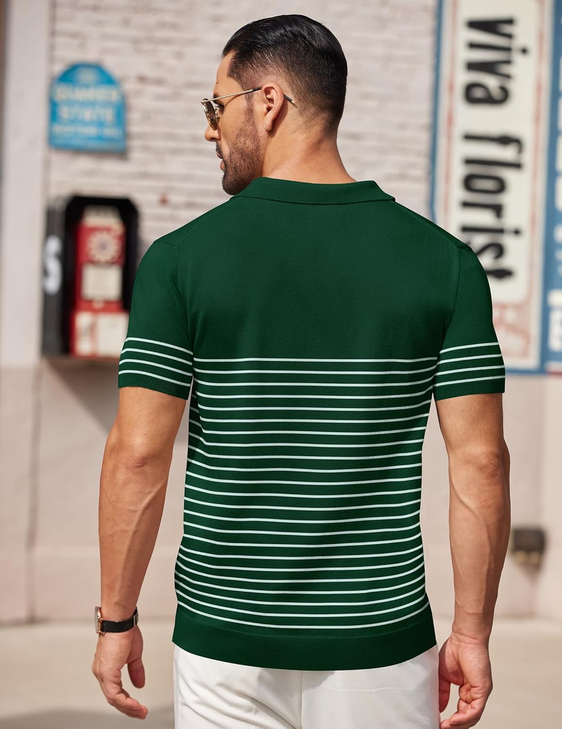 Camisa polo ligera a rayas para hombre - Camiseta de golf informal manga corta con cuello - Imagen 147 de 164