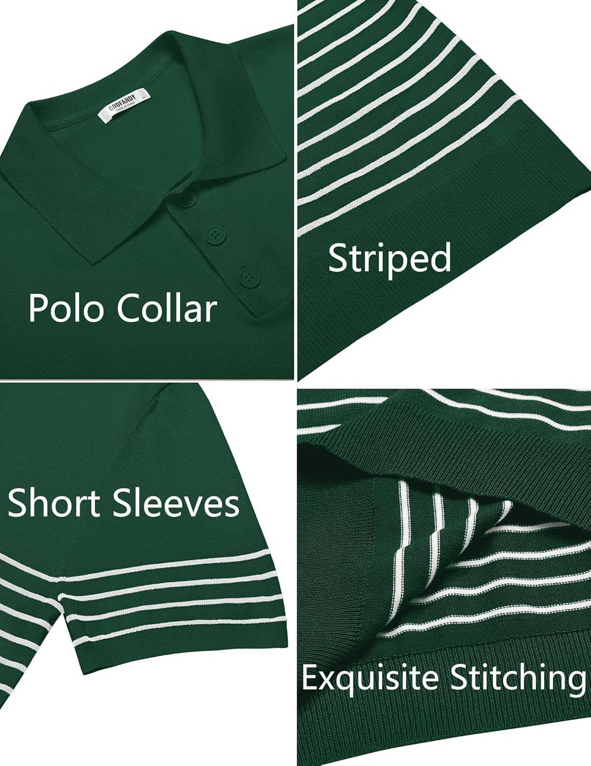 Camisa polo ligera a rayas para hombre - Camiseta de golf informal manga corta con cuello - Imagen 149 de 164