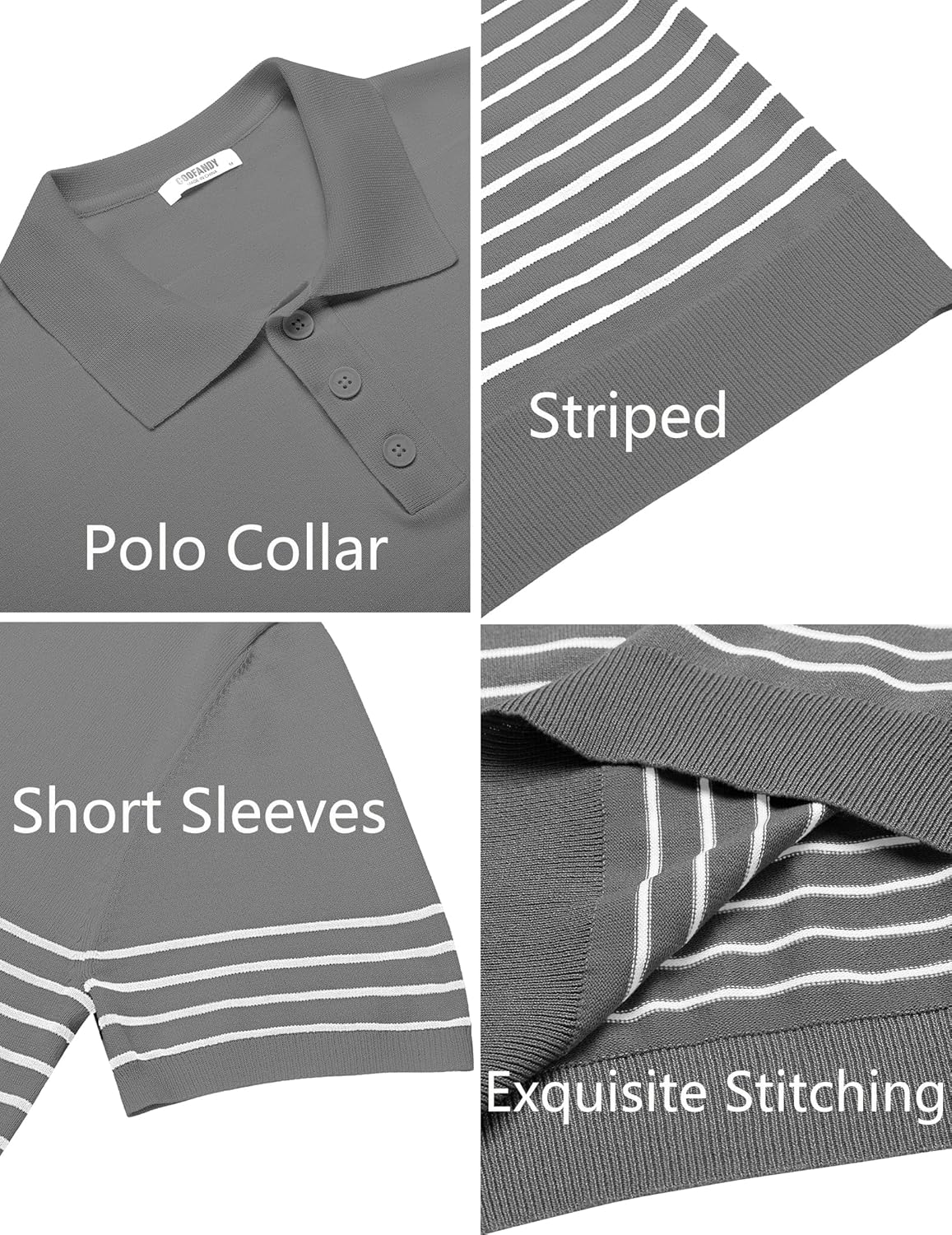 Camisa polo ligera a rayas para hombre - Camiseta de golf informal manga corta con cuello - Imagen 157 de 164