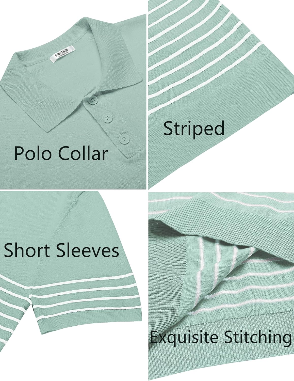 Camisa polo ligera a rayas para hombre - Camiseta de golf informal manga corta con cuello - Imagen 162 de 164