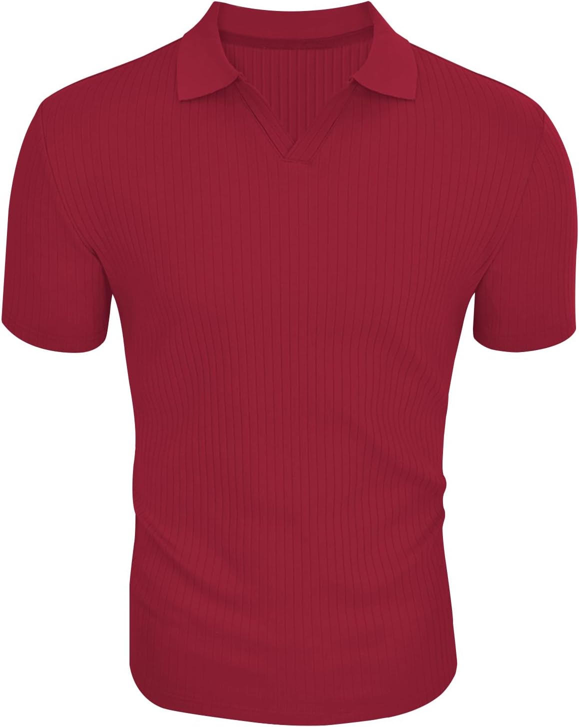 Men's Slim Fit Muscle V Neck Polo Shirt - Short Long Sleeve Cotton Golf Tee - Picture 107 of 162
