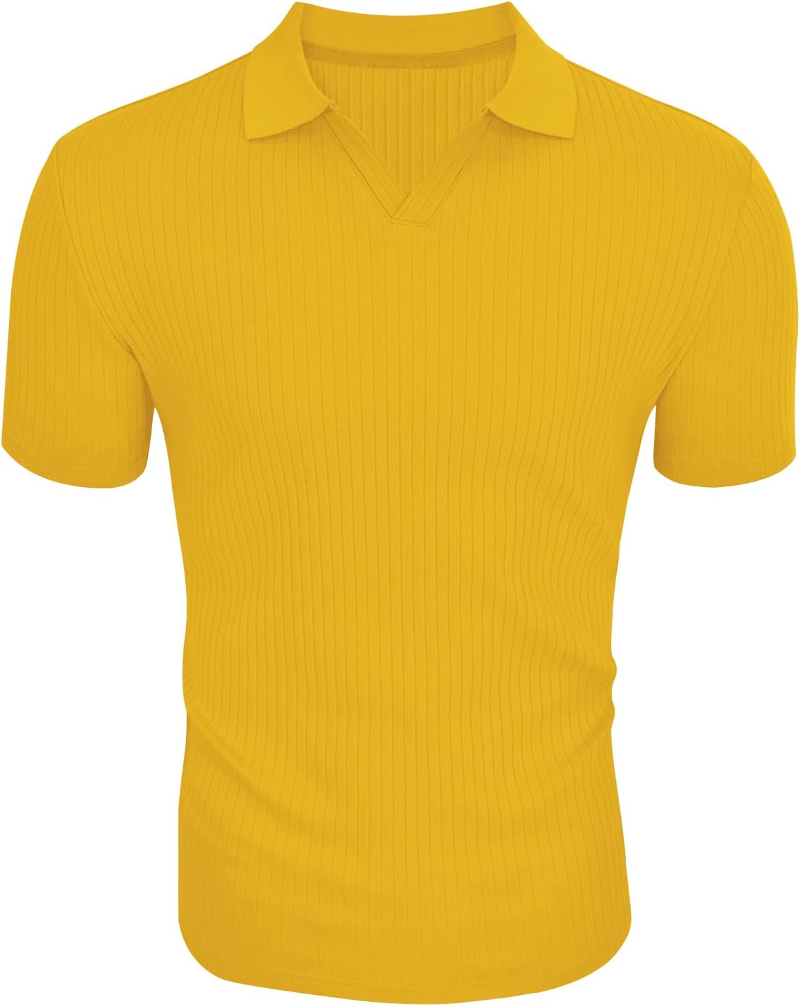 Men's Slim Fit Muscle V Neck Polo Shirt - Short Long Sleeve Cotton Golf Tee - Picture 113 of 162