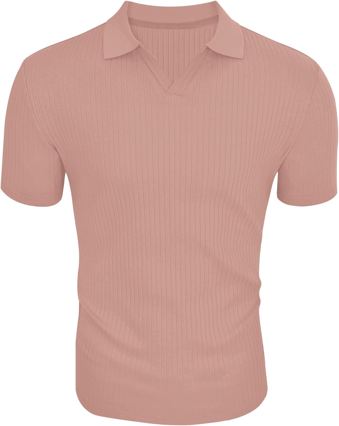 Men's Slim Fit Muscle V Neck Polo Shirt - Short Long Sleeve Cotton Golf Tee - Picture 142 of 162