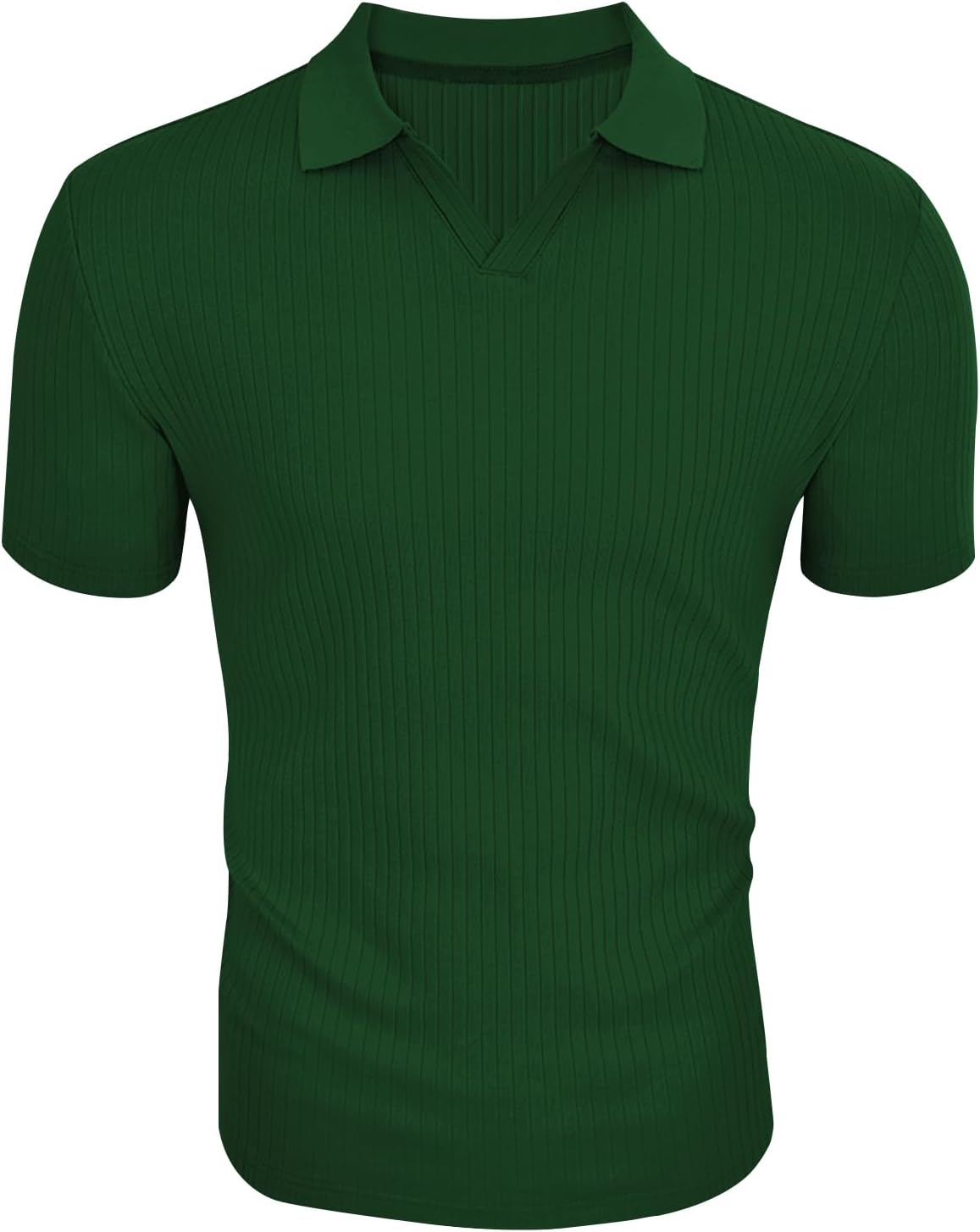 Men's Slim Fit Muscle V Neck Polo Shirt - Short Long Sleeve Cotton Golf Tee - Picture 148 of 162