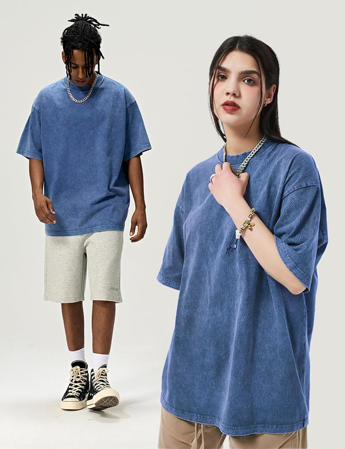 3er Pack Herren Oversize Vintage T-Shirts - Loose Fit Freizeit Kurzarm Oberteile - Bild 30 von 103