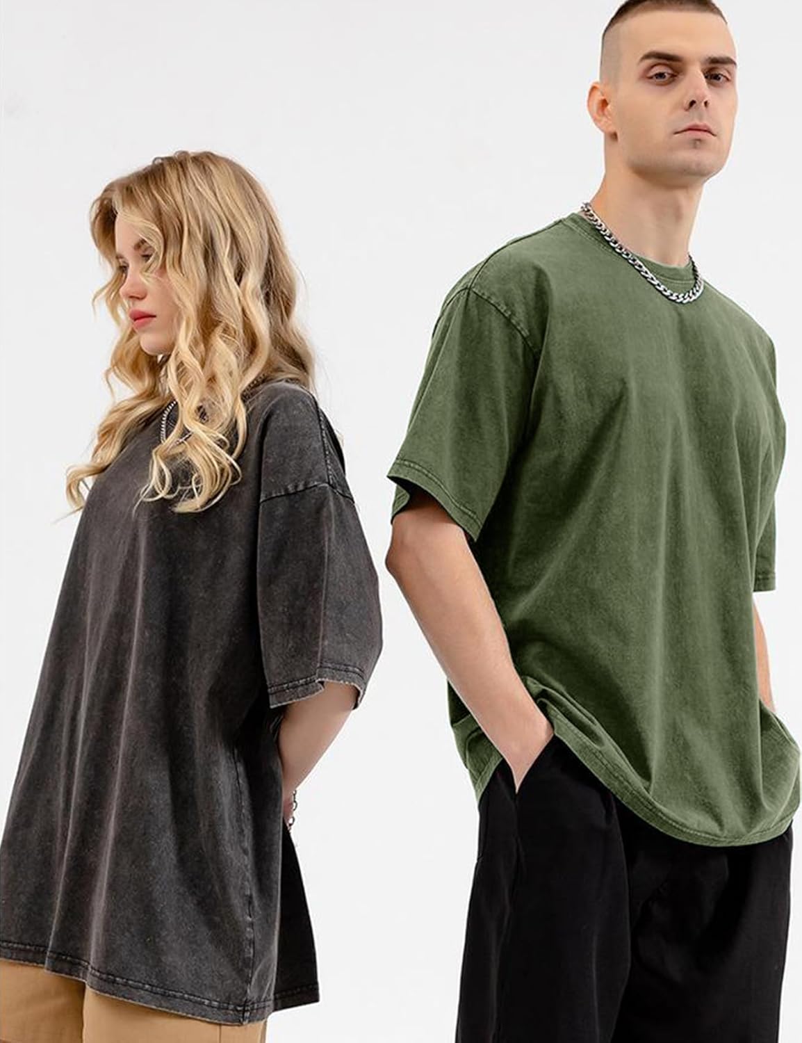 3er Pack Herren Oversize Vintage T-Shirts - Loose Fit Freizeit Kurzarm Oberteile - Bild 32 von 103