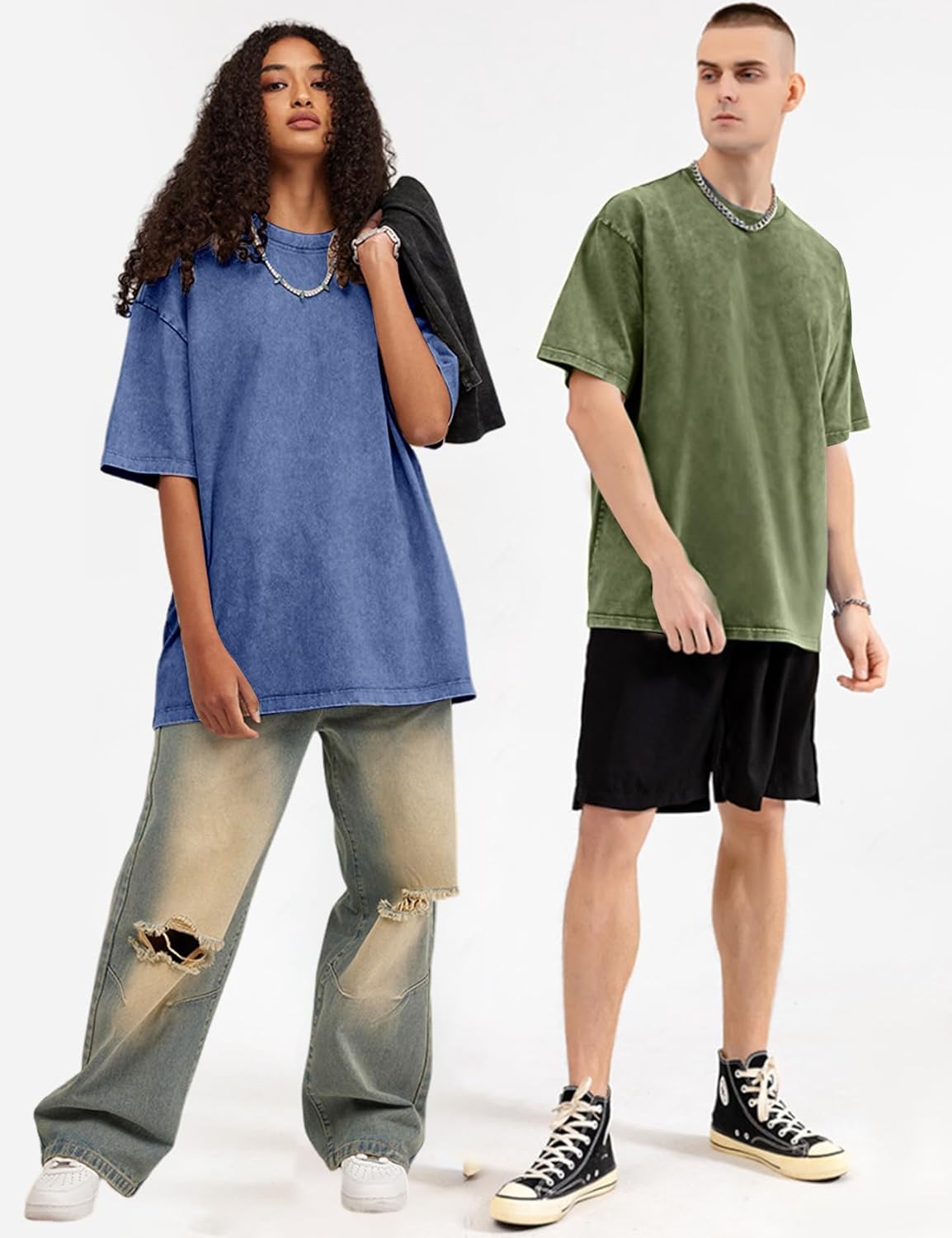 3er Pack Herren Oversize Vintage T-Shirts - Loose Fit Freizeit Kurzarm Oberteile - Bild 33 von 103