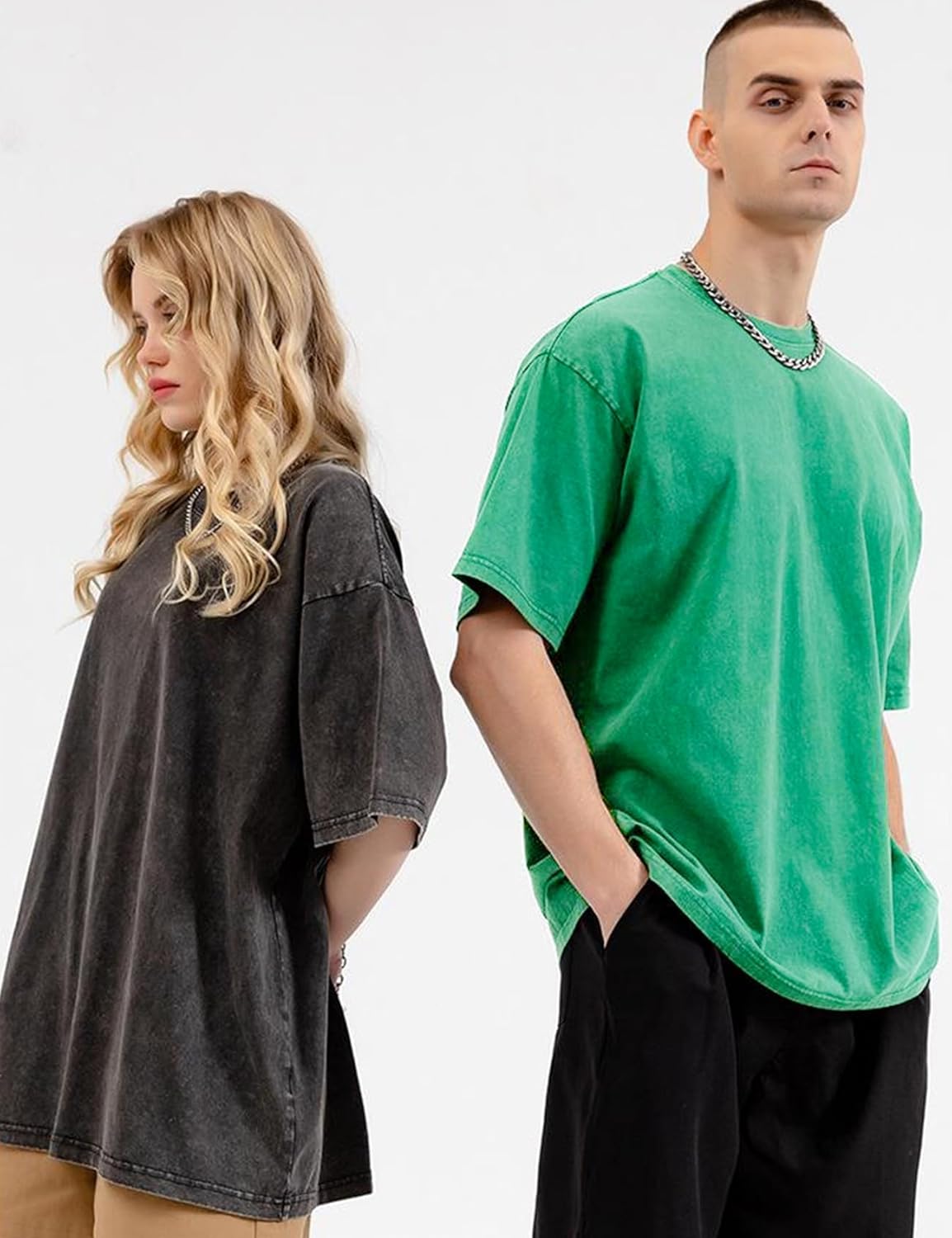 3er Pack Herren Oversize Vintage T-Shirts - Loose Fit Freizeit Kurzarm Oberteile - Bild 41 von 103
