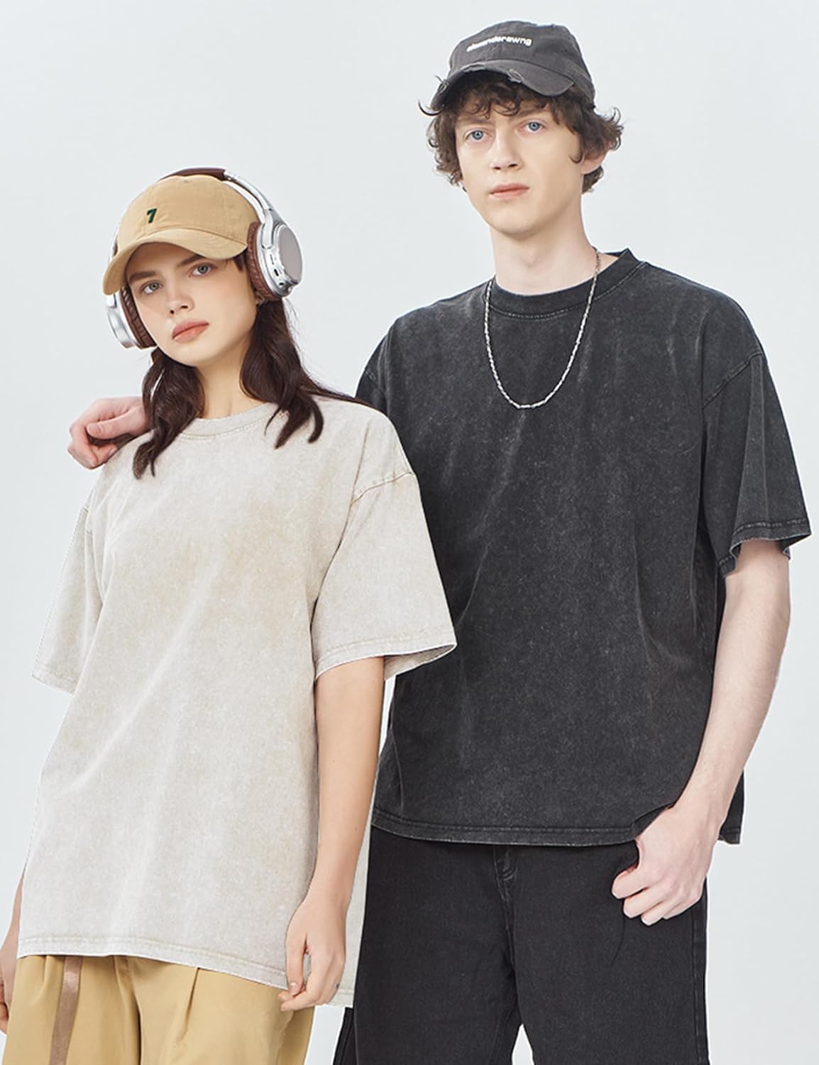 3er Pack Herren Oversize Vintage T-Shirts - Loose Fit Freizeit Kurzarm Oberteile - Bild 45 von 103