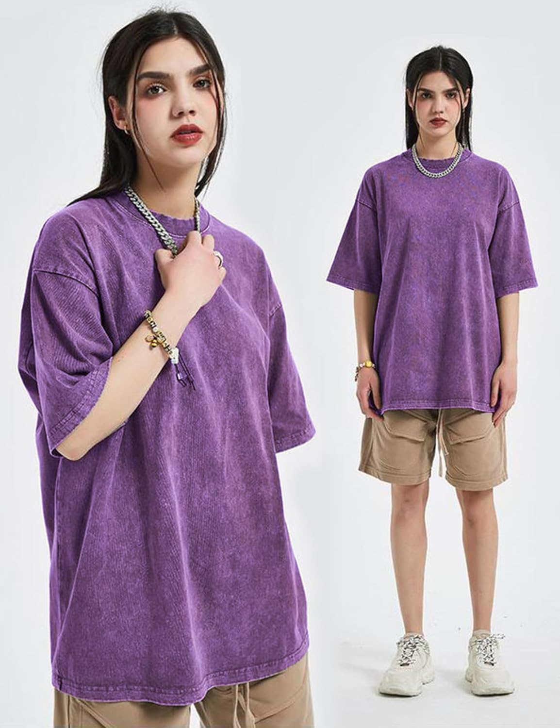 3er Pack Herren Oversize Vintage T-Shirts - Loose Fit Freizeit Kurzarm Oberteile - Bild 52 von 103