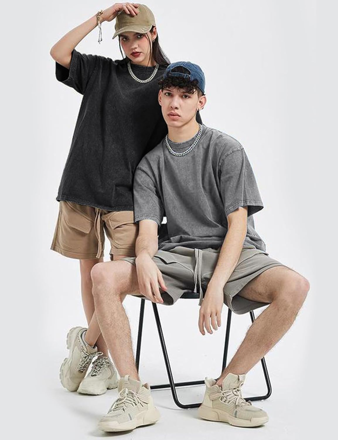 3er Pack Herren Oversize Vintage T-Shirts - Loose Fit Freizeit Kurzarm Oberteile - Bild 53 von 103