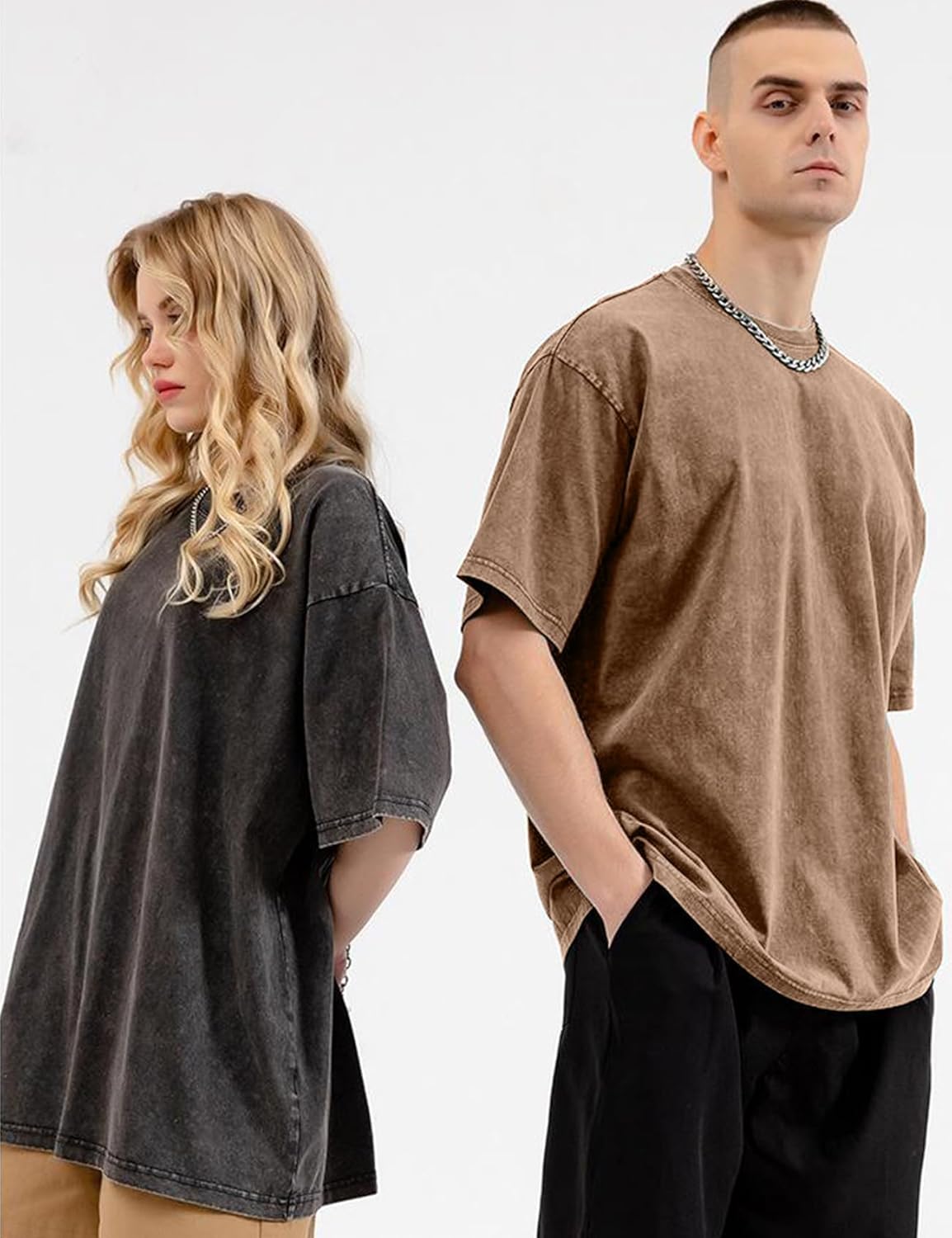 3er Pack Herren Oversize Vintage T-Shirts - Loose Fit Freizeit Kurzarm Oberteile - Bild 57 von 103