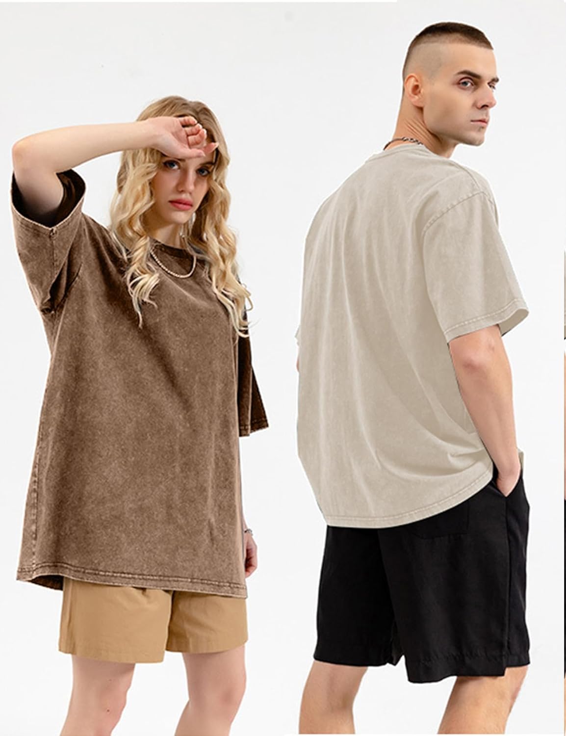 3er Pack Herren Oversize Vintage T-Shirts - Loose Fit Freizeit Kurzarm Oberteile - Bild 59 von 103