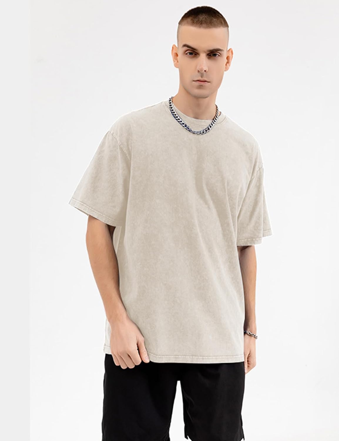 3er Pack Herren Oversize Vintage T-Shirts - Loose Fit Freizeit Kurzarm Oberteile - Bild 60 von 103