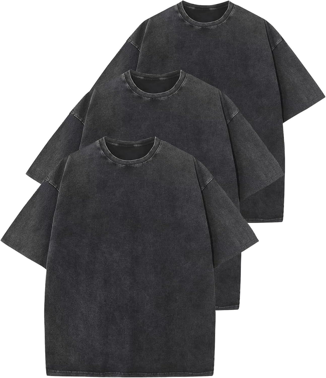 3er Pack Herren Oversize Vintage T-Shirts - Loose Fit Freizeit Kurzarm Oberteile - Bild 62 von 103