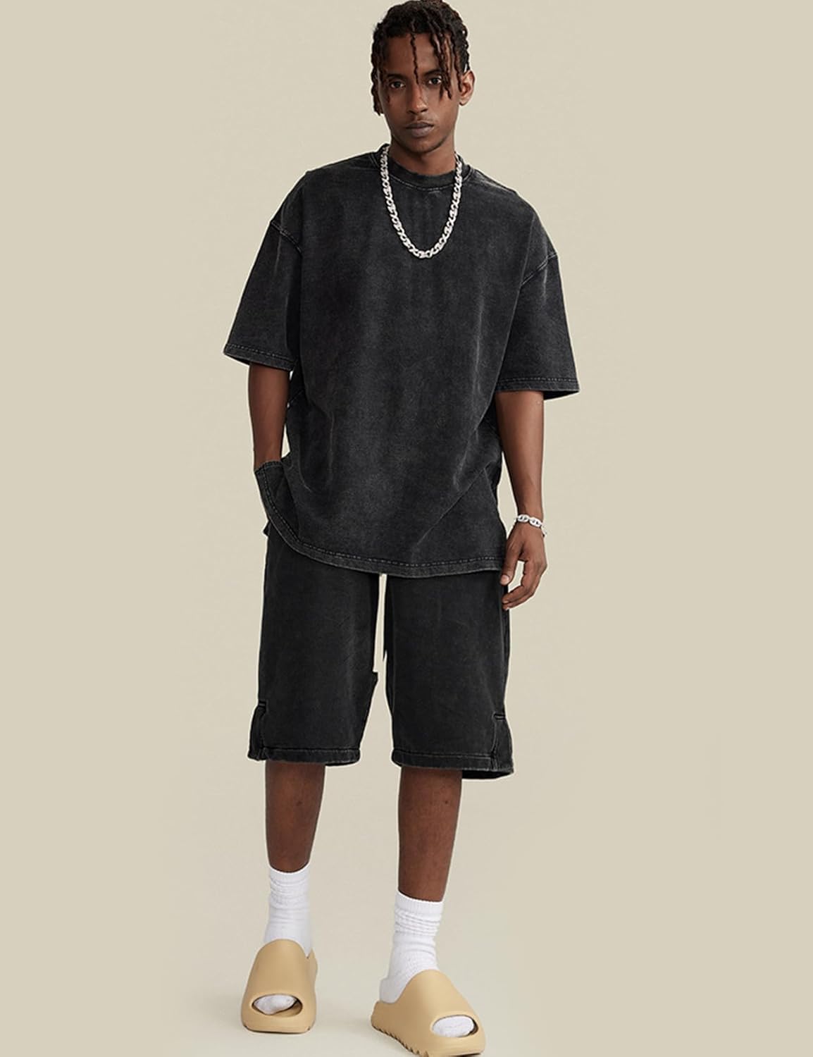 3er Pack Herren Oversize Vintage T-Shirts - Loose Fit Freizeit Kurzarm Oberteile - Bild 64 von 103