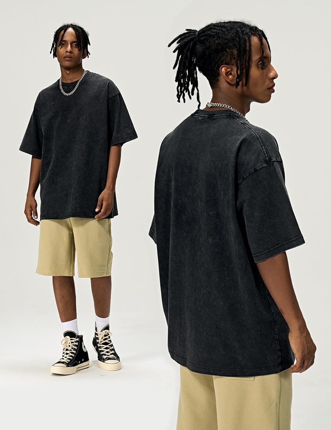 3er Pack Herren Oversize Vintage T-Shirts - Loose Fit Freizeit Kurzarm Oberteile - Bild 67 von 103