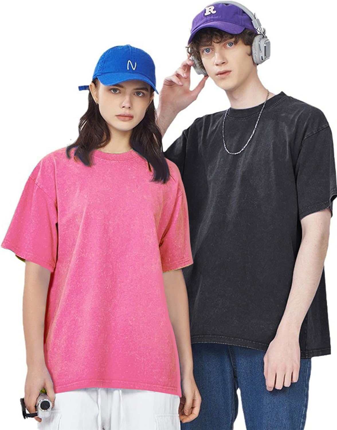 3er Pack Herren Oversize Vintage T-Shirts - Loose Fit Freizeit Kurzarm Oberteile - Bild 70 von 103