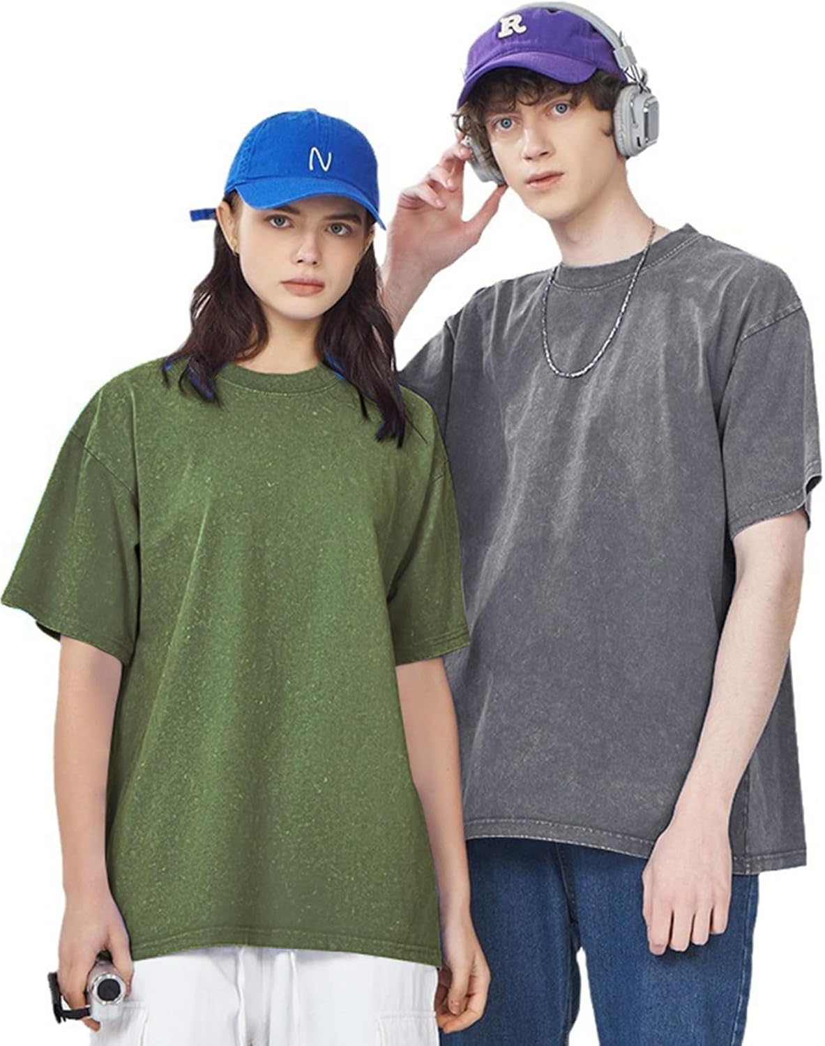 3er Pack Herren Oversize Vintage T-Shirts - Loose Fit Freizeit Kurzarm Oberteile - Bild 76 von 103