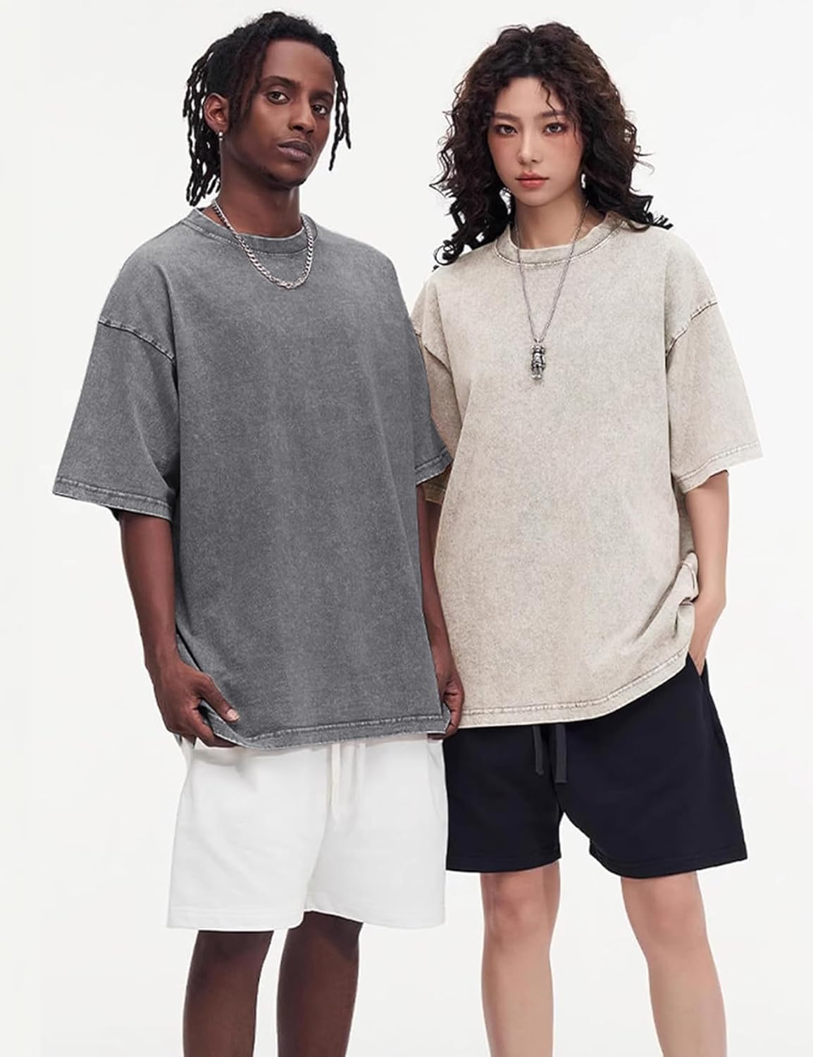 3er Pack Herren Oversize Vintage T-Shirts - Loose Fit Freizeit Kurzarm Oberteile - Bild 77 von 103