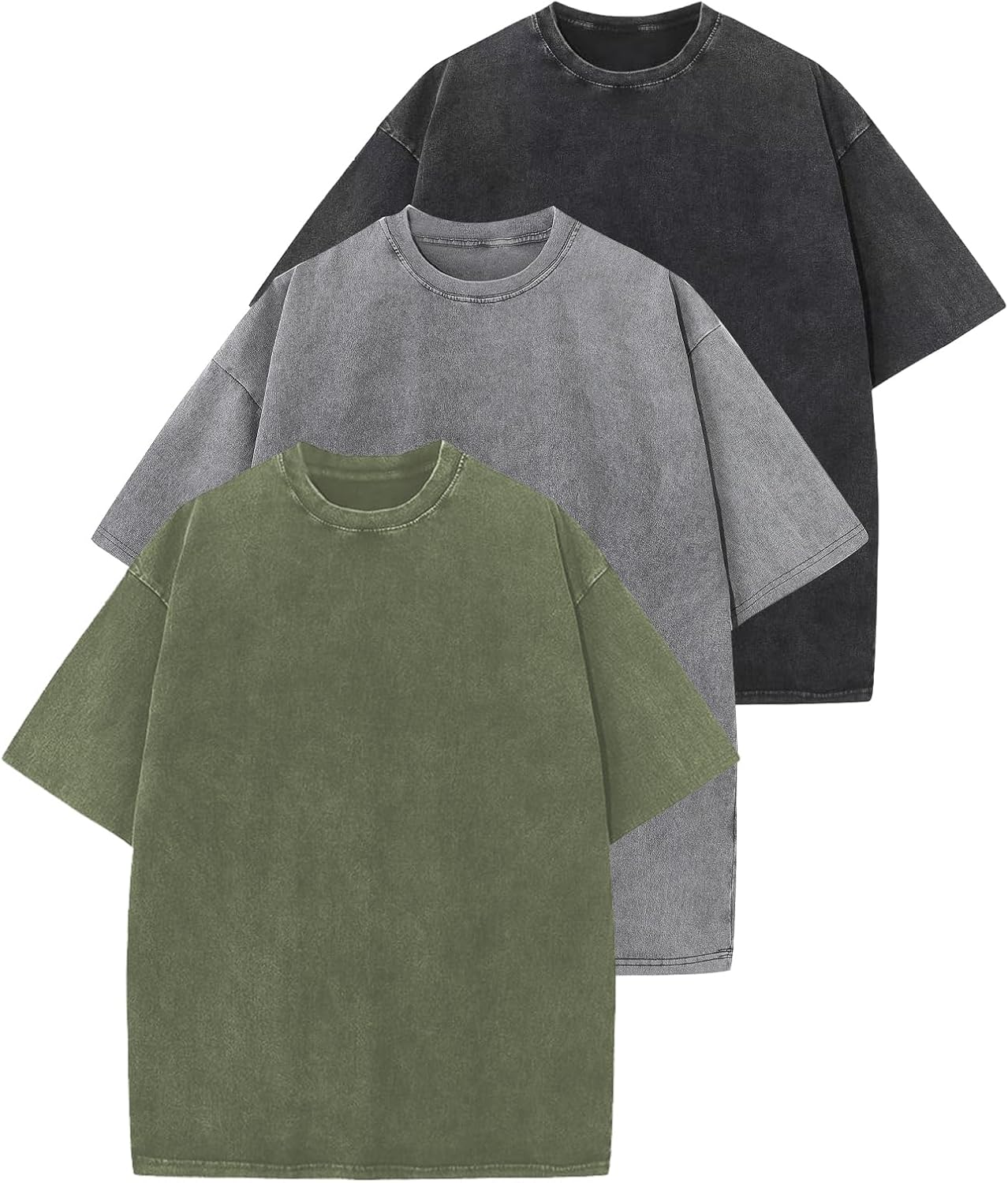 3er Pack Herren Oversize Vintage T-Shirts - Loose Fit Freizeit Kurzarm Oberteile - Bild 90 von 103