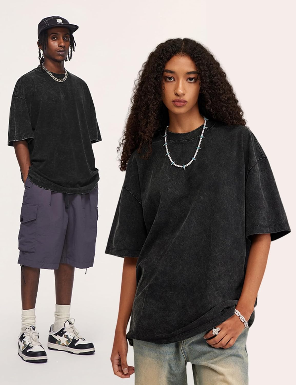 3er Pack Herren Oversize Vintage T-Shirts - Loose Fit Freizeit Kurzarm Oberteile - Bild 92 von 103