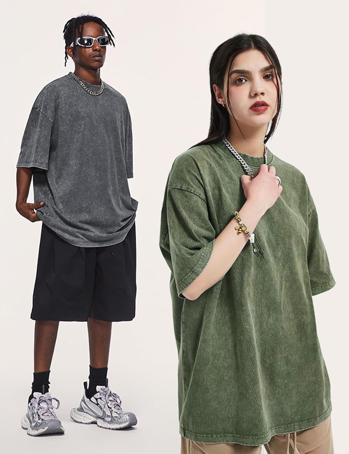 3er Pack Herren Oversize Vintage T-Shirts - Loose Fit Freizeit Kurzarm Oberteile - Bild 94 von 103