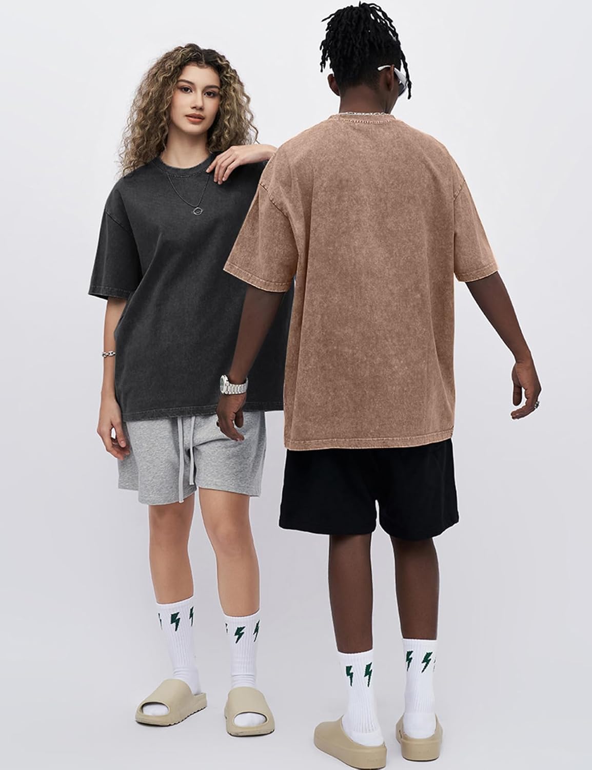 3er Pack Herren Oversize Vintage T-Shirts - Loose Fit Freizeit Kurzarm Oberteile - Bild 102 von 103