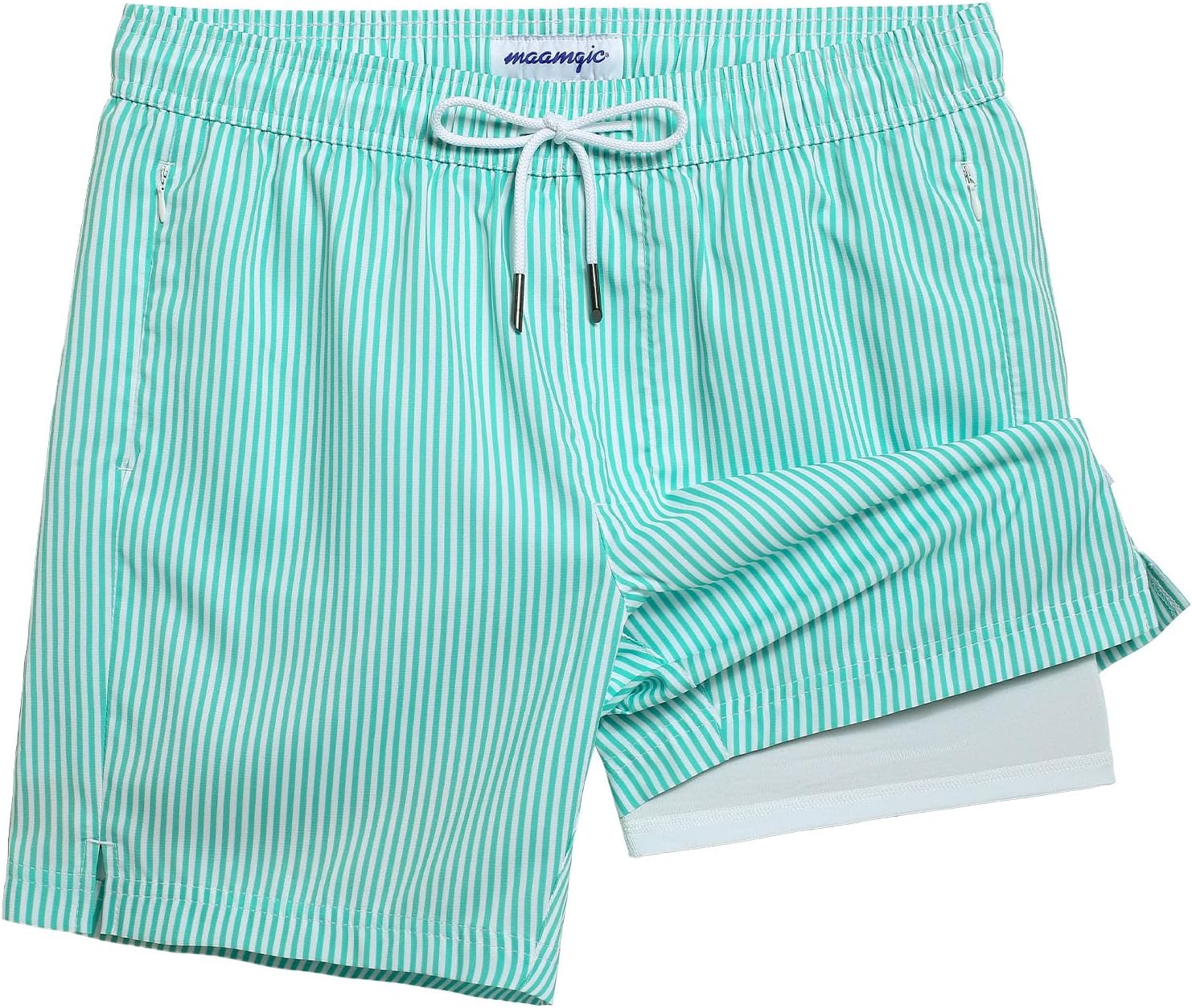Men’s 7" Quick Dry Swim Shorts with Compression Liner Plaid Bathing Suit - Picture 12 of 18