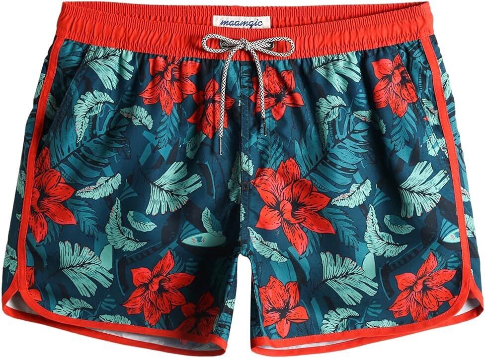 Men's Vintage 80s-90s Swim Trunks – Quick Dry Board Shorts with Mesh Lining - Picture 22 of 27