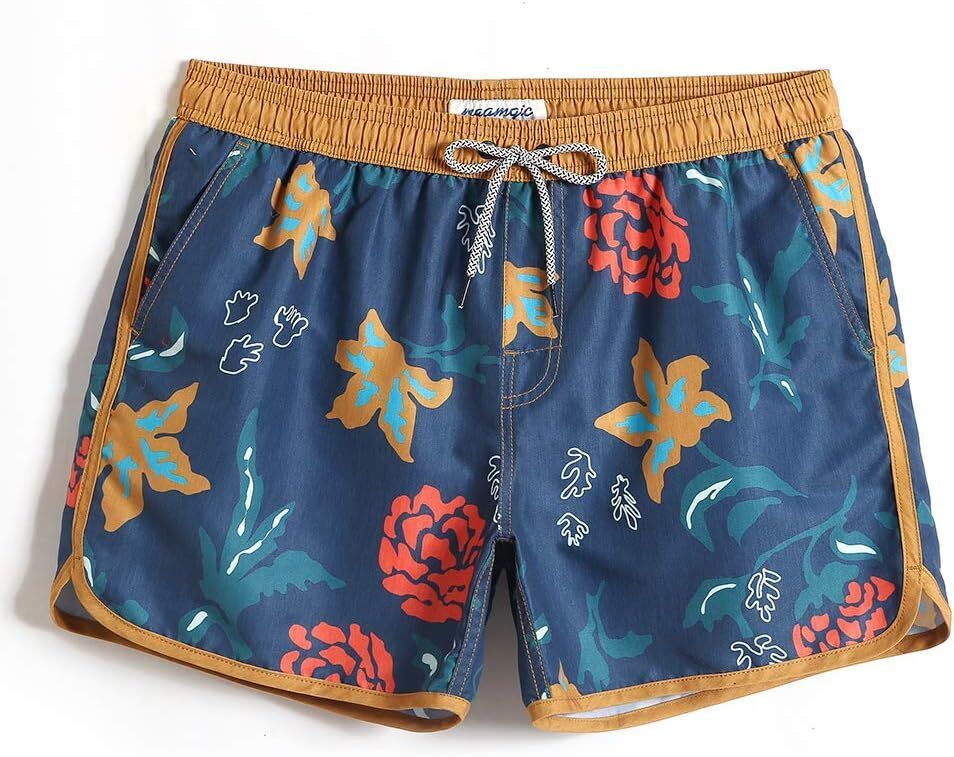 Men's Vintage 80s-90s Swim Trunks – Quick Dry Board Shorts with Mesh Lining - Picture 25 of 27