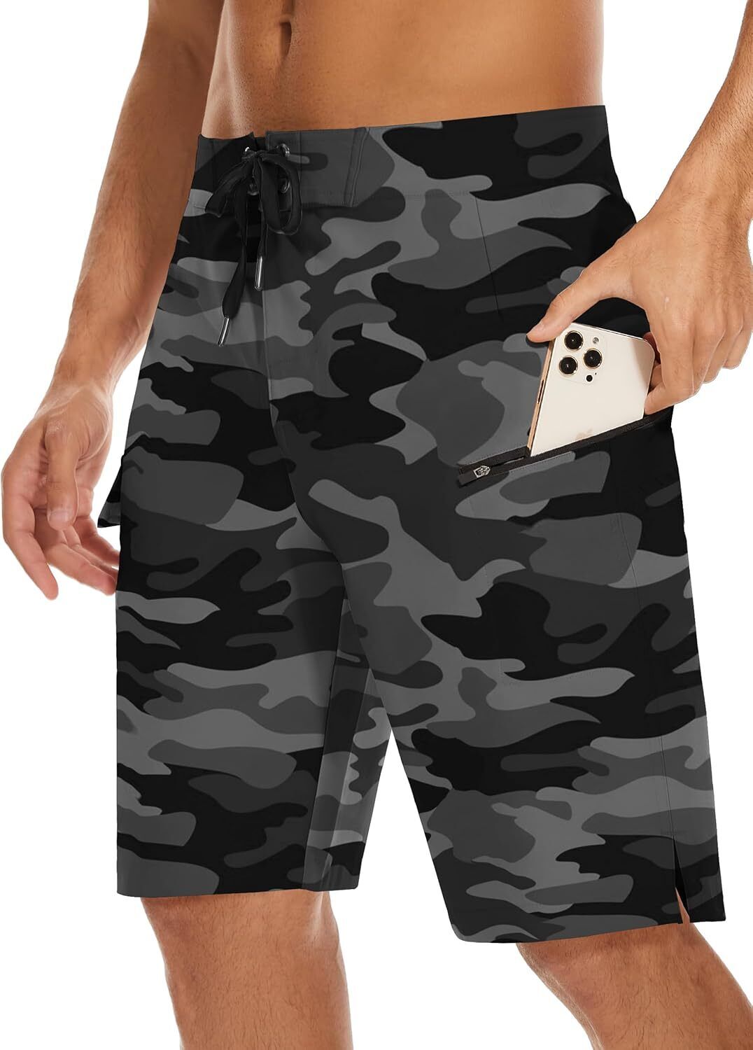 Men's 22" Board Shorts - No Mesh Lining Long Swim Trunks - UPF50+ Surf Bathing - Picture 31 of 32