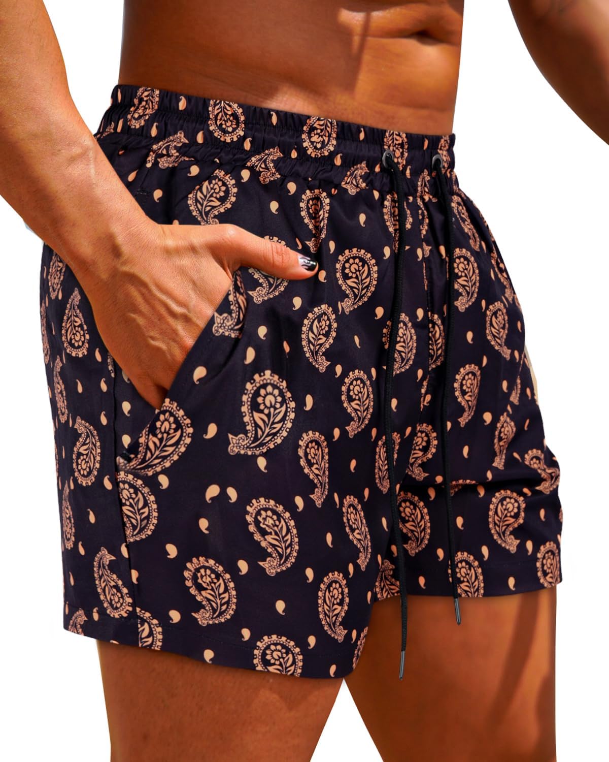 GINGTTO Men's Beach Shorts Bathing Suits with Mesh Lining - Picture 24 of 32