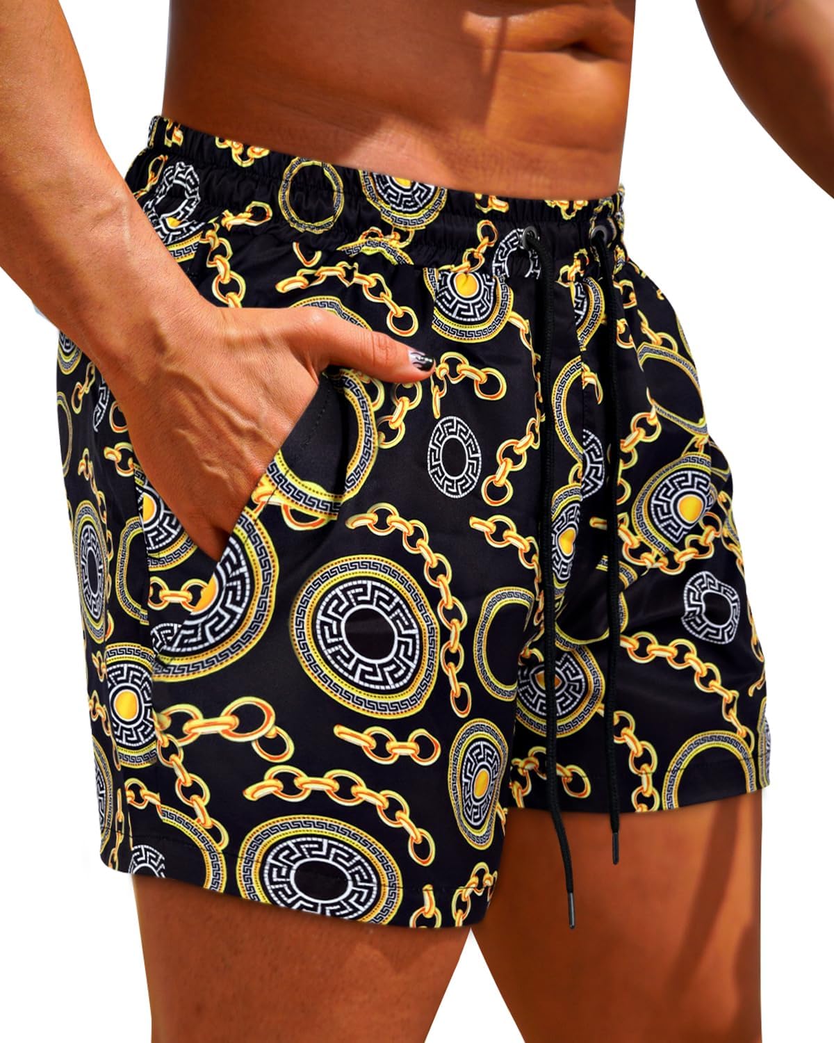 GINGTTO Men's Beach Shorts Bathing Suits with Mesh Lining - Picture 25 of 32