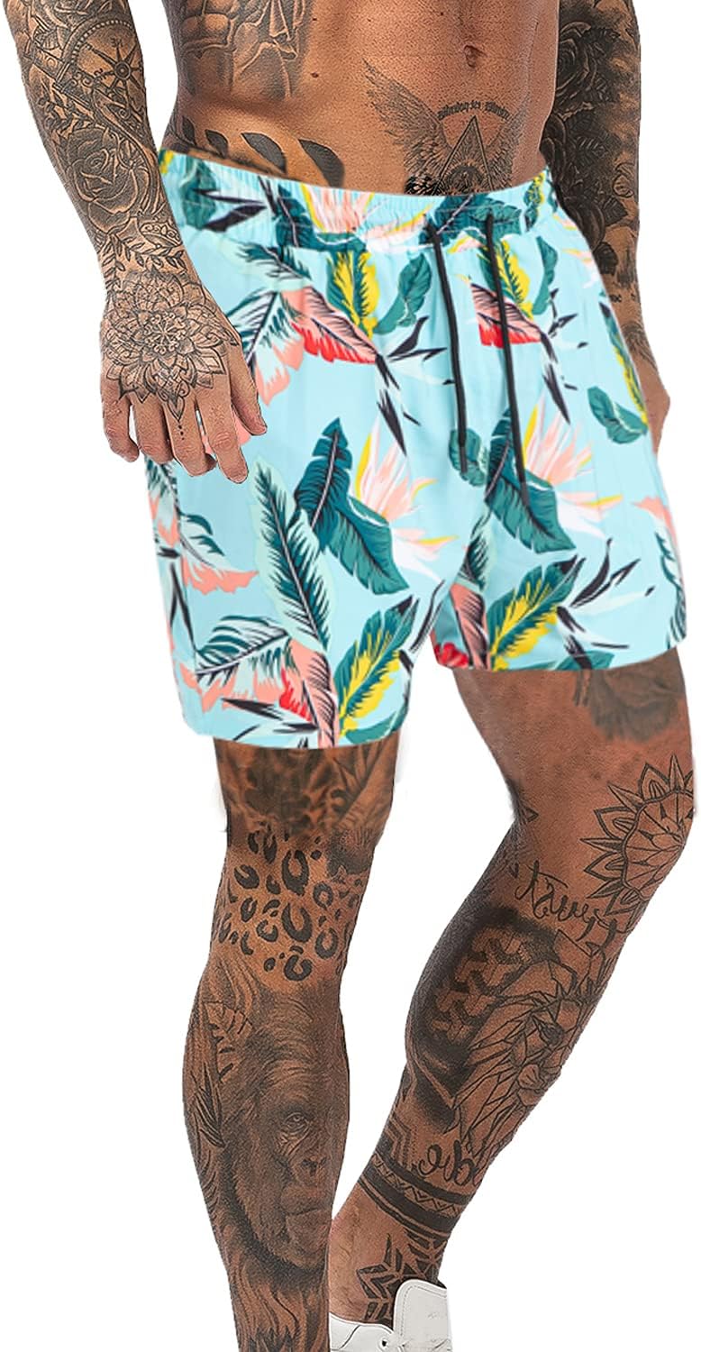 GINGTTO Men's Beach Shorts Bathing Suits with Mesh Lining - Picture 30 of 32