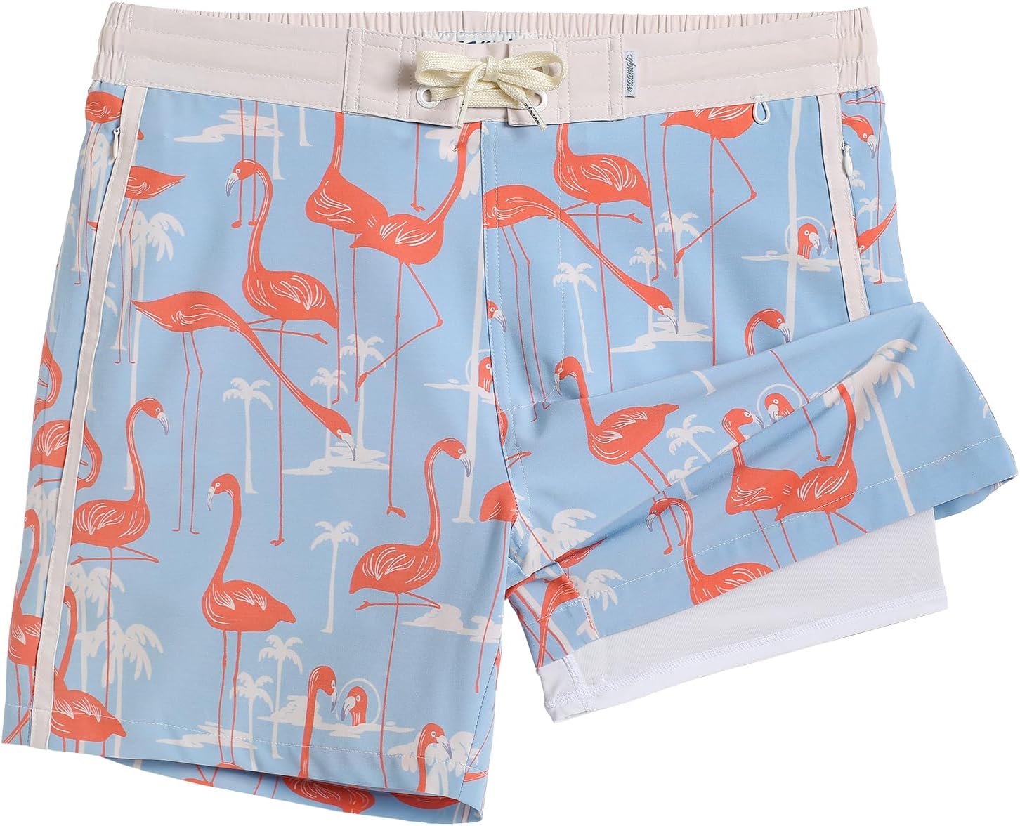 Men's Quick Dry Swim Trunks with Compression Liner Zipper Pockets 4-Way Stretch - Picture 10 of 16