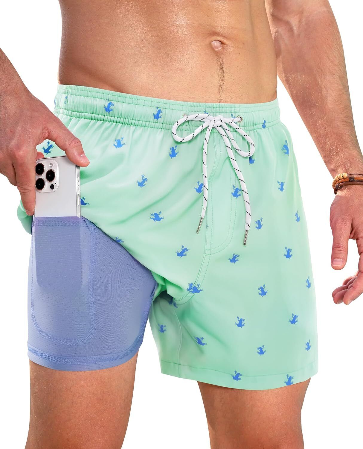 Swim Trunks Mens 5 Inch Inseam Compression Liner Short Men Bathing Suit Lined Sw - Picture 23 of 32