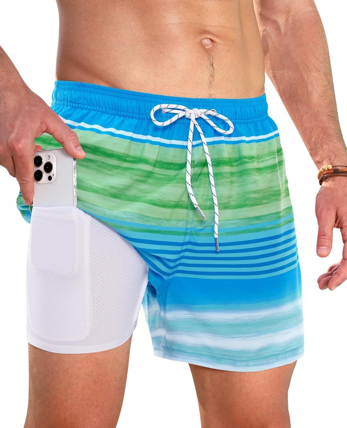 Swim Trunks Mens 5 Inch Inseam Compression Liner Short Men Bathing Suit Lined Sw - Picture 24 of 32
