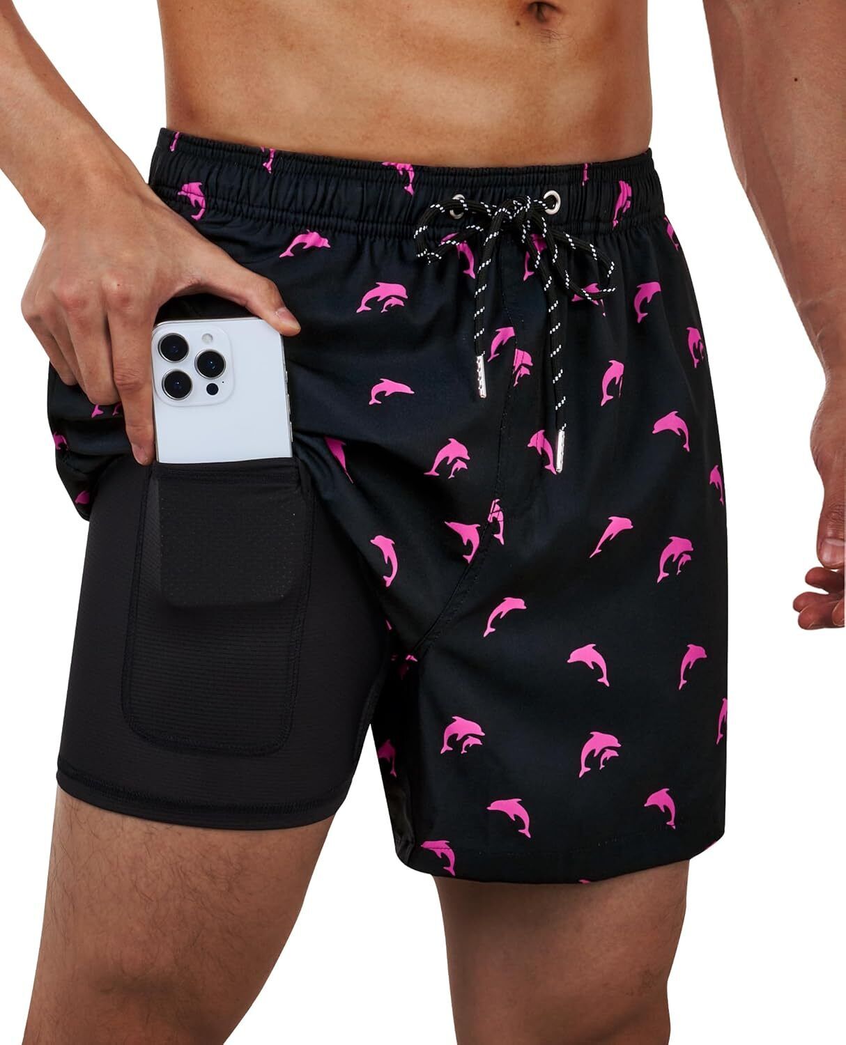 Swim Trunks Mens 5 Inch Inseam Compression Liner Short Men Bathing Suit Lined Sw - Picture 26 of 32