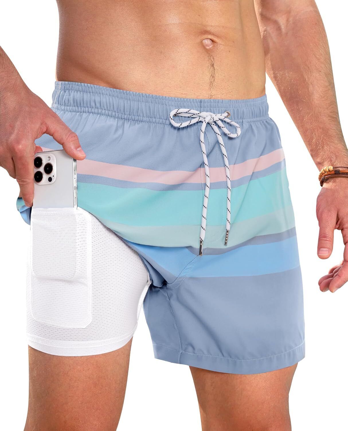 Swim Trunks Mens 5 Inch Inseam Compression Liner Short Men Bathing Suit Lined Sw - Picture 30 of 32
