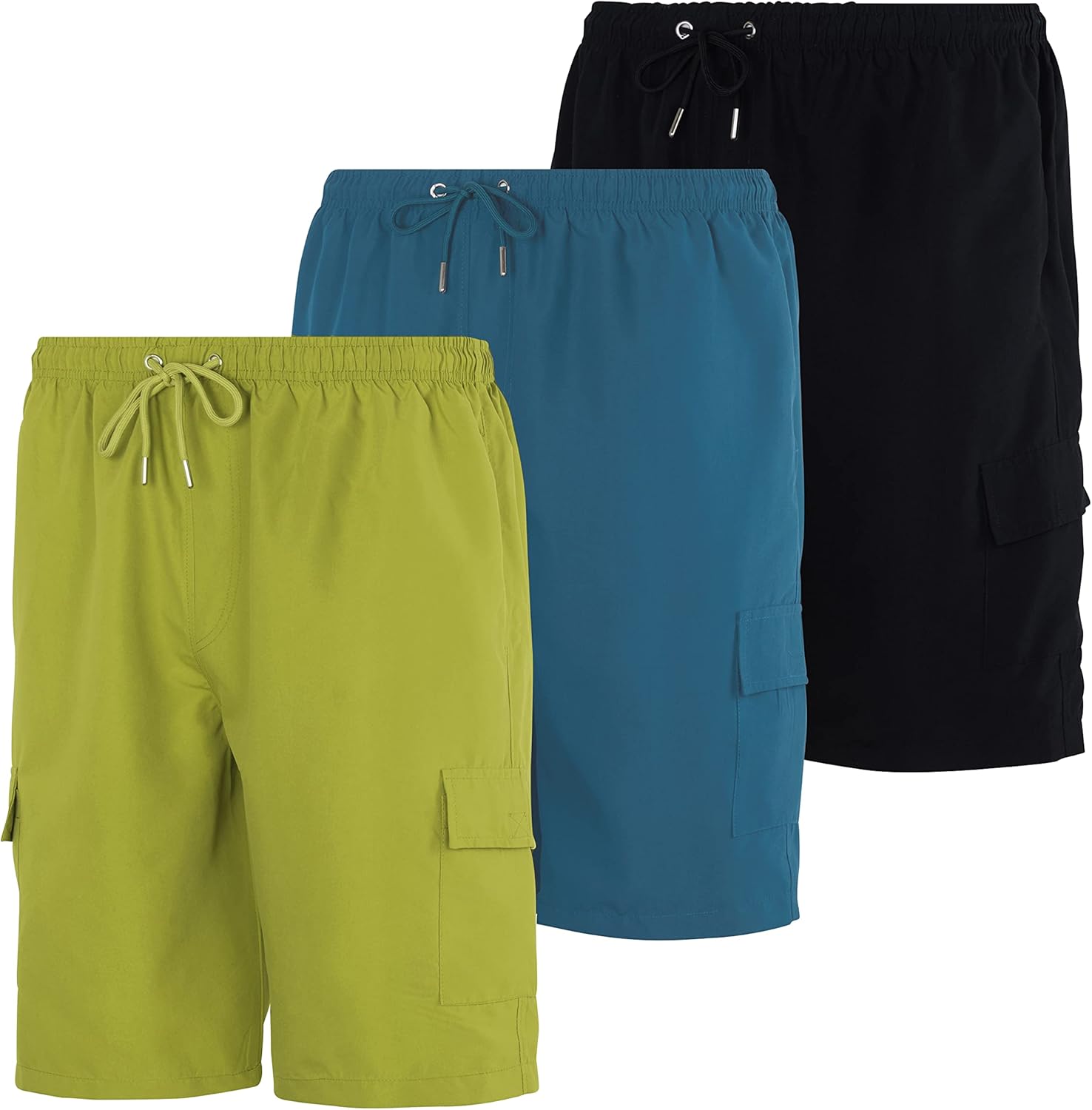 Men's Swim Trunks 3 Pack Quick-Dry Cargo Pockets Mesh Lining Big & Tall - Bild 10 von 16