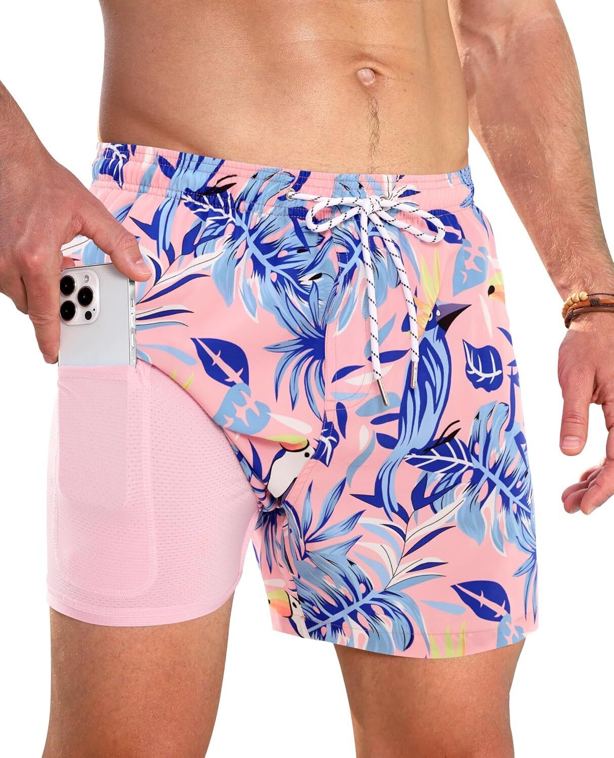 Swim Trunks Mens 5 Inch Inseam Compression Liner Short Men Bathing Suit Lined Sw - Picture 31 of 32